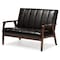 Baxton Studio Nikko Mid-century Dark Brown Faux Leather Wooden 2-Seater Loveseat 121-6747 - alternate 3